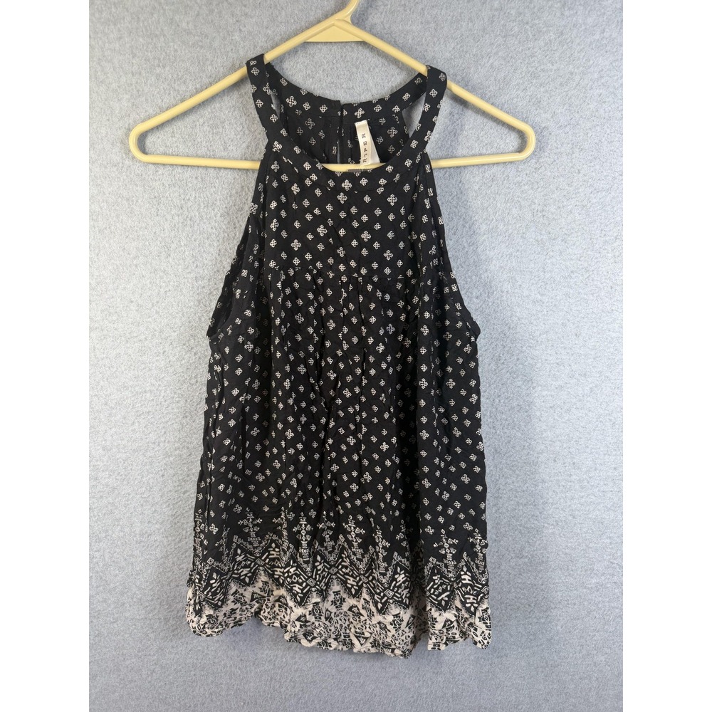 Roper Tank Top Womens Medium Black Geometric Halter Boho Western Tunic